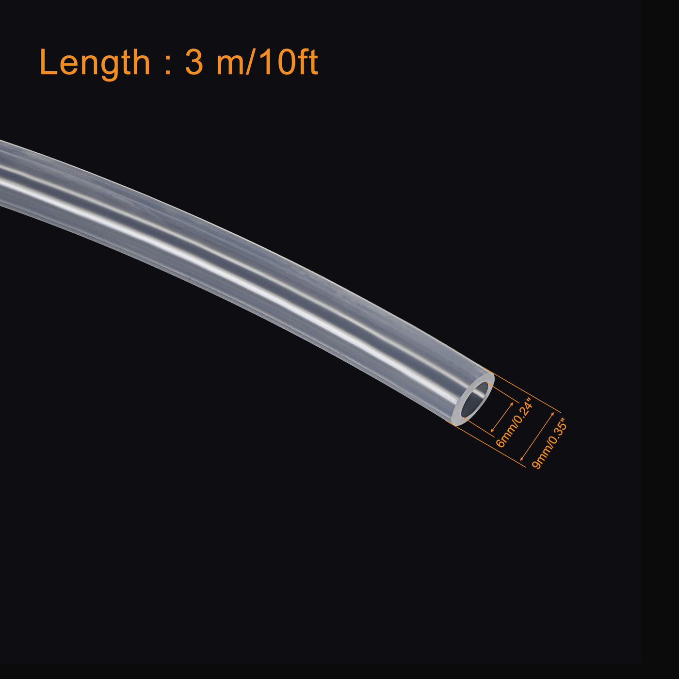 uxcell Uxcell Silicone Tubing 6mm(1/4") ID 9mm OD 10ft Silicone Rubber Tube Air Hose Water Pipe Clear with Clamps