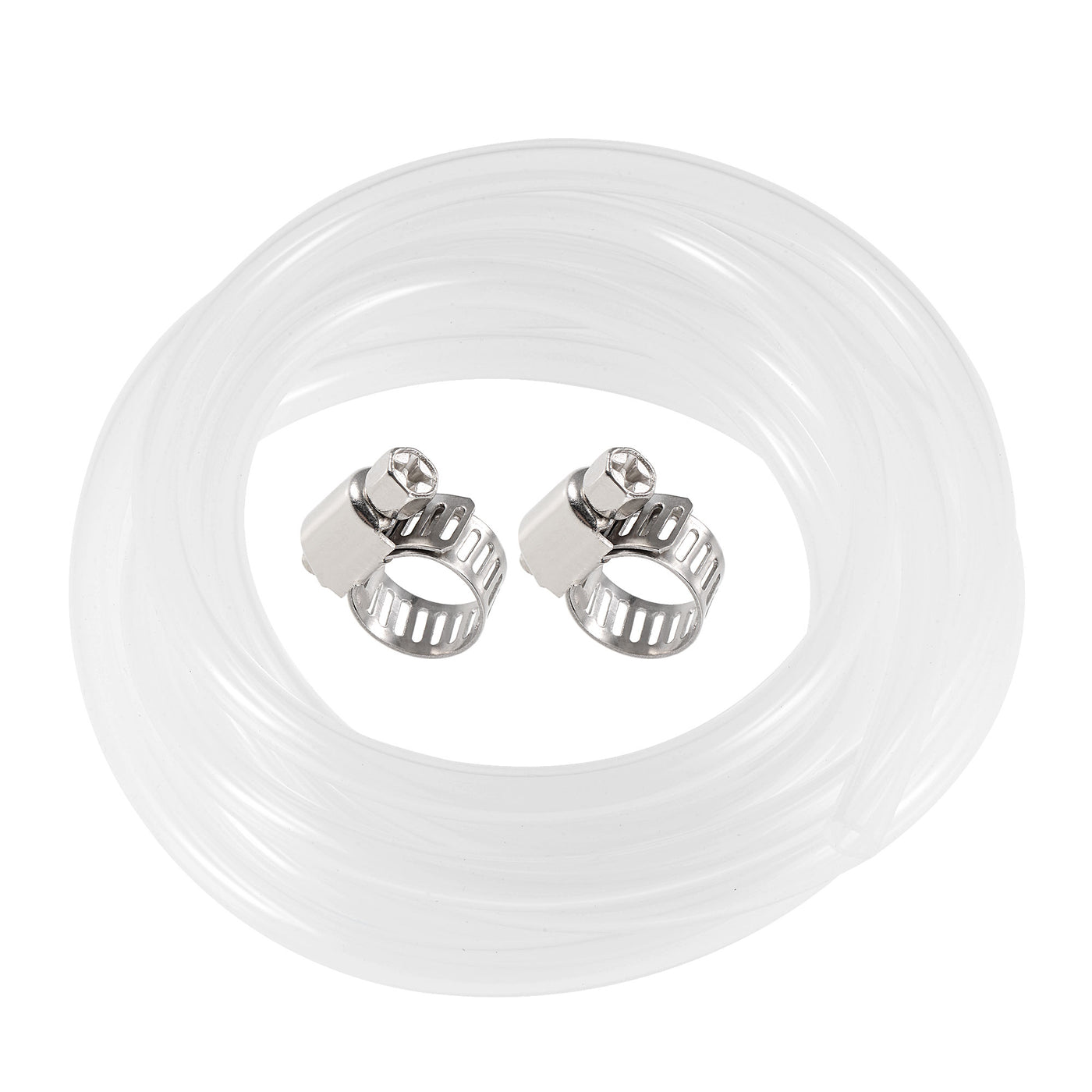 uxcell Uxcell Silicone Tubing 6mm(1/4") ID 9mm OD 10ft Silicone Rubber Tube Air Hose Water Pipe Clear with Clamps