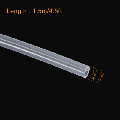 Harfington Uxcell Silicone Tubing 6mm(1/4") ID 10mm OD 1.5m Silicone Rubber Tube Air Hose Water Pipe Clear with Clamps