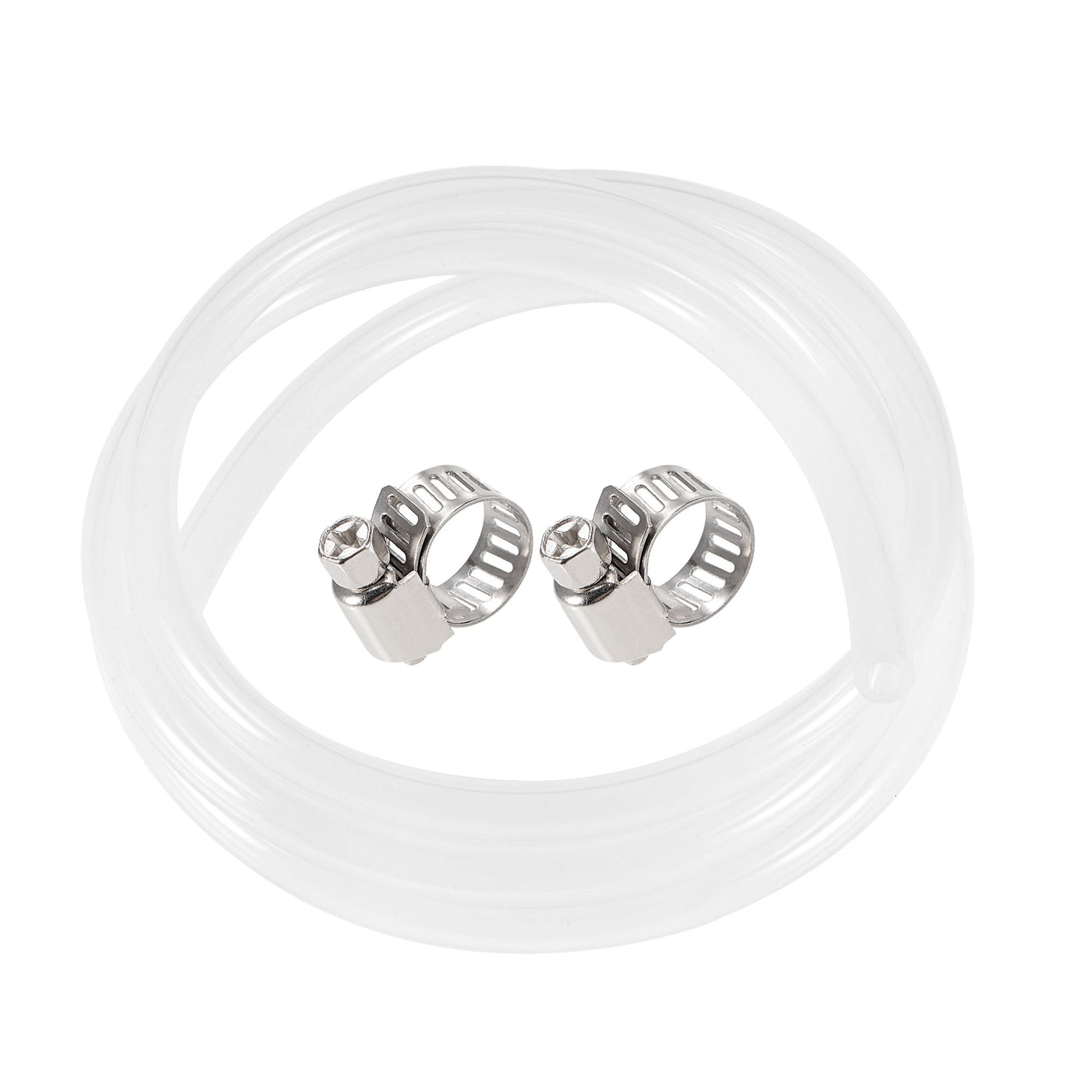 uxcell Uxcell Silicone Tubing 6mm(1/4") ID 10mm OD 1.5m Silicone Rubber Tube Air Hose Water Pipe Clear with Clamps