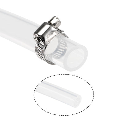 Harfington Uxcell Silicone Tubing 6mm(1/4") ID 10mm OD 10ft Silicone Rubber Tube Air Hose Water Pipe Clear with Clamps