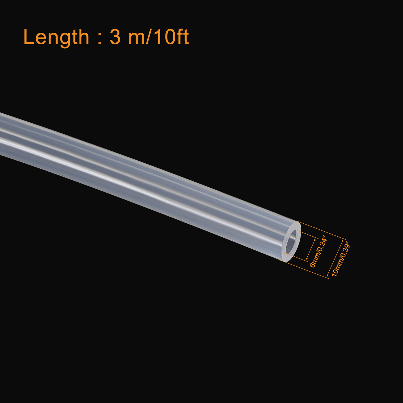 uxcell Uxcell Silicone Tubing 6mm(1/4") ID 10mm OD 10ft Silicone Rubber Tube Air Hose Water Pipe Clear with Clamps