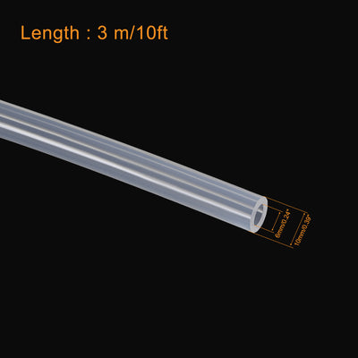 Harfington Uxcell Silicone Tubing 6mm(1/4") ID 10mm OD 10ft Silicone Rubber Tube Air Hose Water Pipe Clear with Clamps