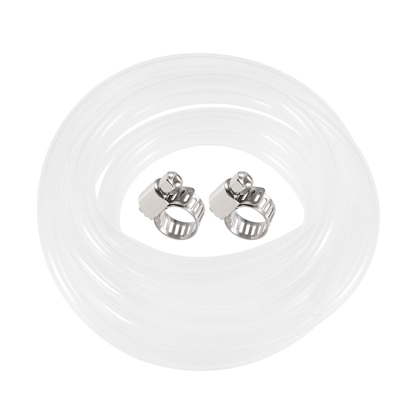 uxcell Uxcell Silicone Tubing 6mm(1/4") ID 10mm OD 10ft Silicone Rubber Tube Air Hose Water Pipe Clear with Clamps