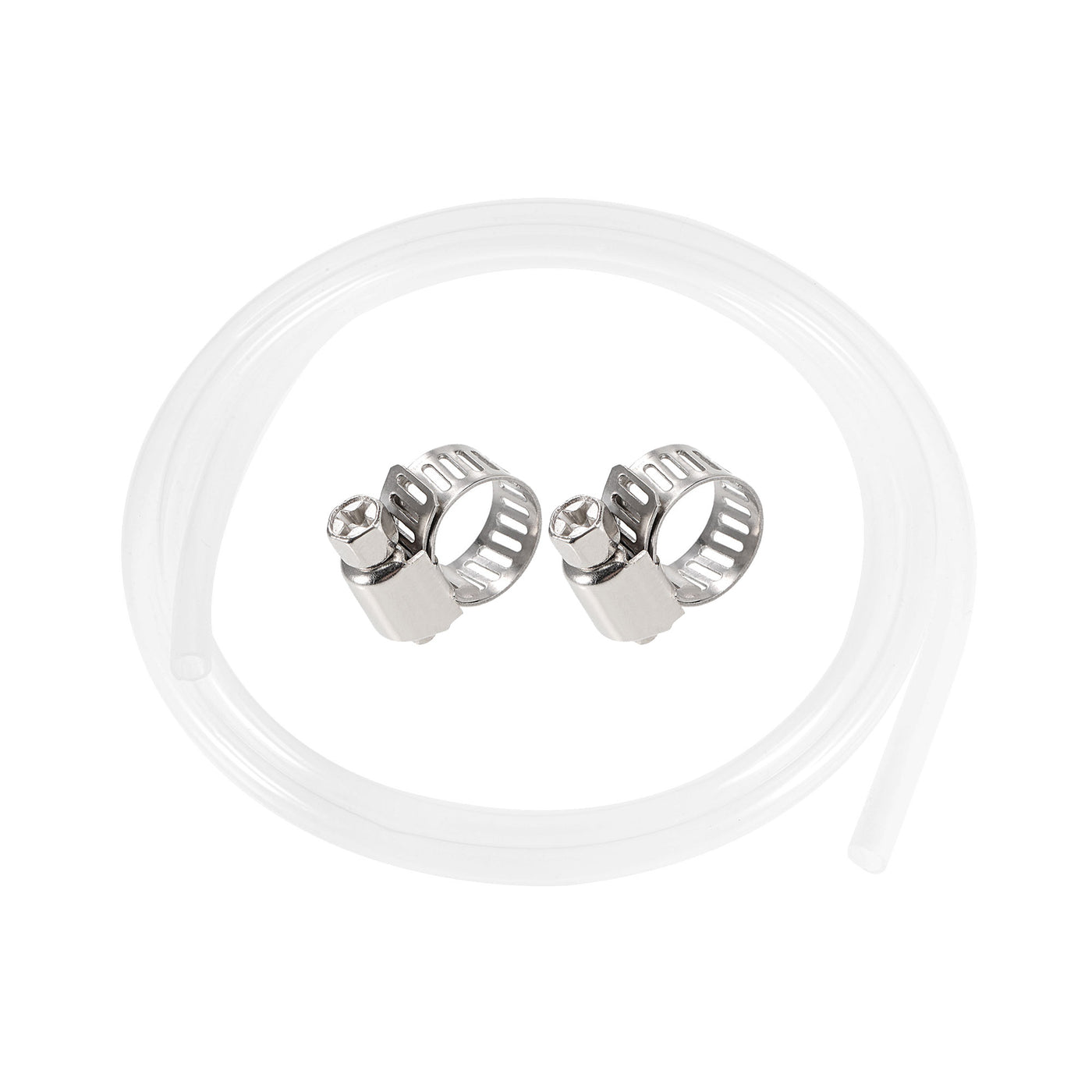 uxcell Uxcell Silicone Tubing 7mm ID 9mm OD 1.5m Silicone Rubber Tube Air Hose Water Pipe Clear with Clamps