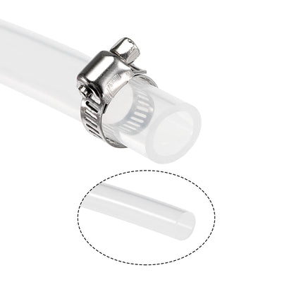 Harfington Uxcell Silicone Tubing 8mm ID 10mm OD 1.5m Silicone Rubber Tube Air Hose Water Pipe Clear with Clamps