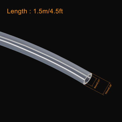 Harfington Uxcell Silicone Tubing 8mm ID 10mm OD 1.5m Silicone Rubber Tube Air Hose Water Pipe Clear with Clamps