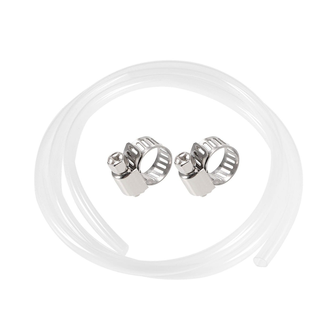 uxcell Uxcell Silicone Tubing 8mm ID 10mm OD 1.5m Silicone Rubber Tube Air Hose Water Pipe Clear with Clamps