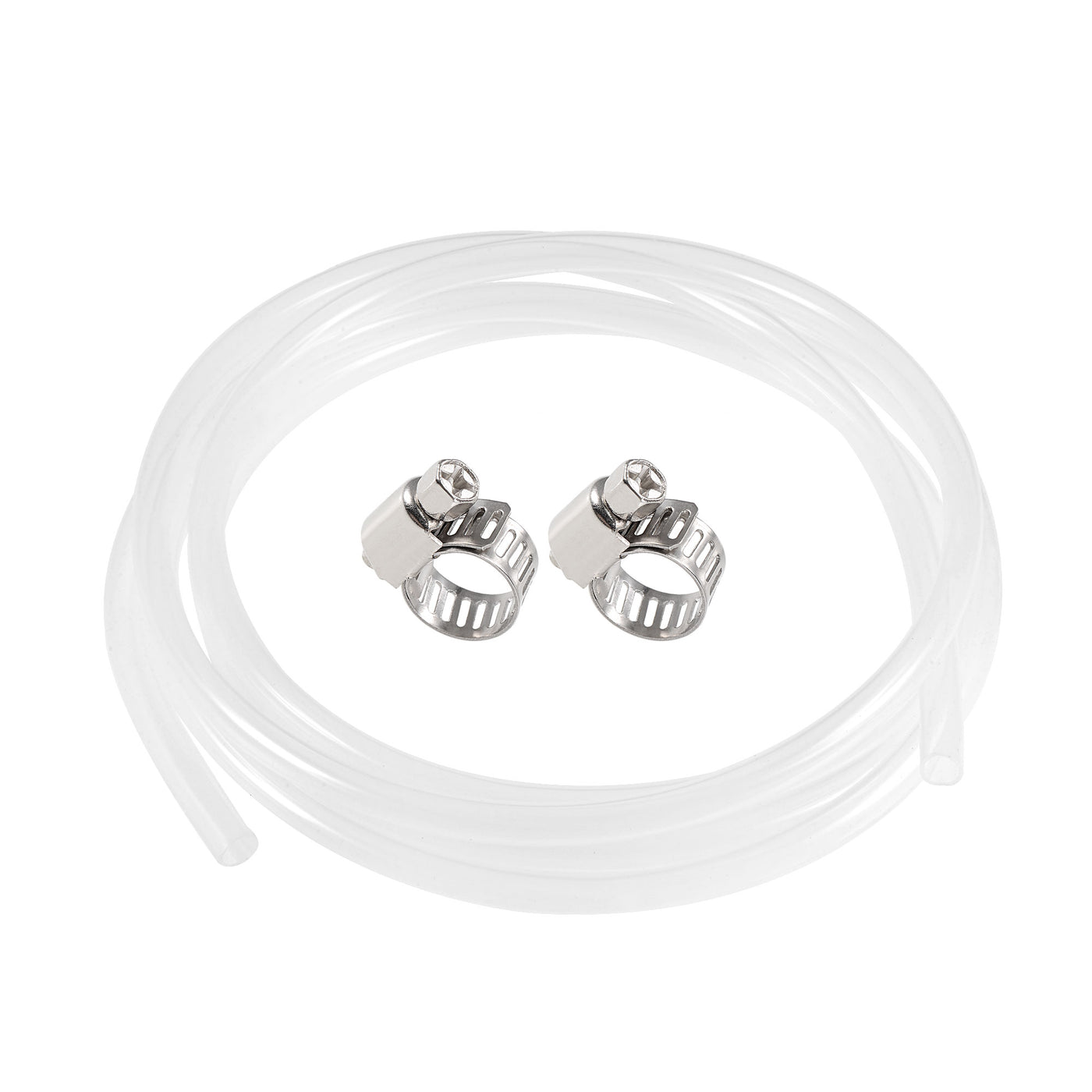 uxcell Uxcell Silicone Tubing 8mm ID 10mm OD 10ft Silicone Rubber Tube Air Hose Water Pipe Clear with Clamps