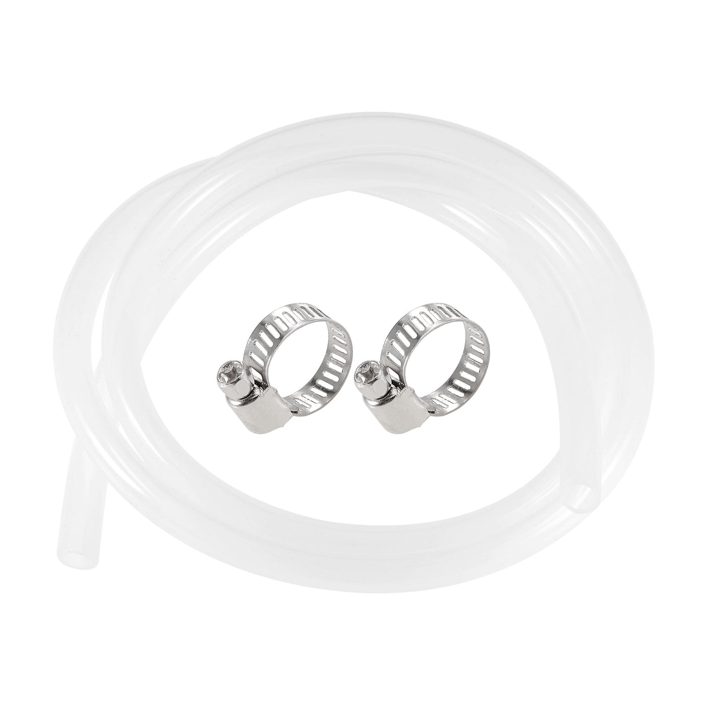 uxcell Uxcell Silicone Tubing 10mm ID 14mm OD 1.5m Silicone Rubber Tube Air Hose Water Pipe Clear with Clamps