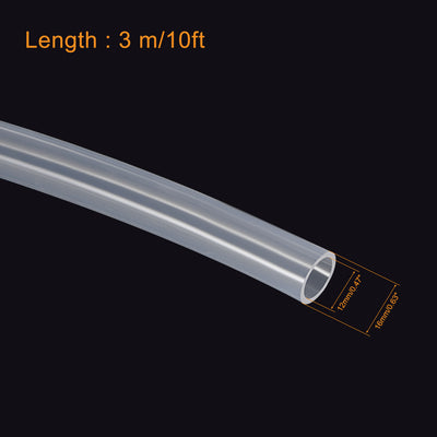 Harfington Silicone Tubing 12mm ID 16mm OD 10ft Silicone Rubber Tube Air Hose Water Pipe Clear with Clamps