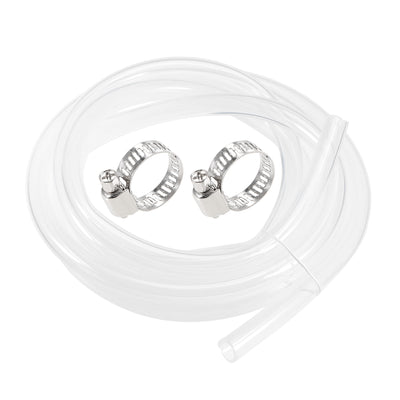 Harfington Silicone Tubing 12mm ID 16mm OD 10ft Silicone Rubber Tube Air Hose Water Pipe Clear with Clamps