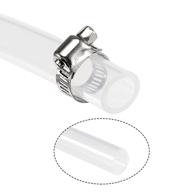 Harfington Uxcell Silicone Tubing 14mm ID 18mm OD 1.5m Silicone Rubber Tube Air Hose Water Pipe Clear with Clamps