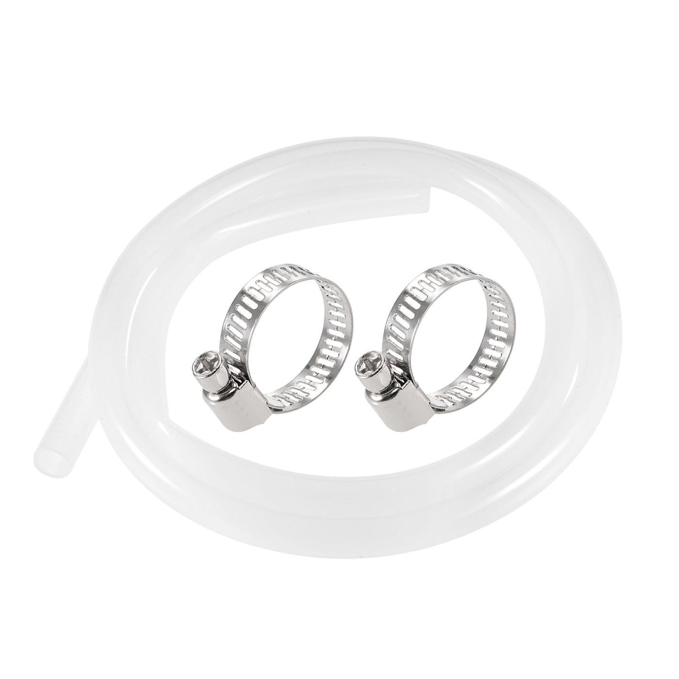 uxcell Uxcell Silicone Tubing 14mm ID 18mm OD 1.5m Silicone Rubber Tube Air Hose Water Pipe Clear with Clamps