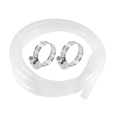 Harfington Silicone Tubing 14mm ID 18mm OD 10ft Silicone Rubber Tube Air Hose Water Pipe Clear with Clamps
