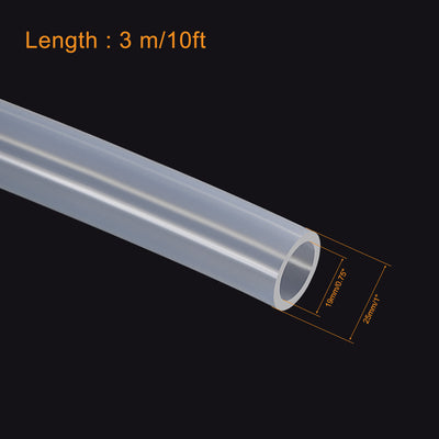 Harfington Uxcell Silicone Tubing 19mm(3/4") ID 25mm(1") OD 10ft Silicone Rubber Tube Air Hose Water Pipe Clear with Clamps
