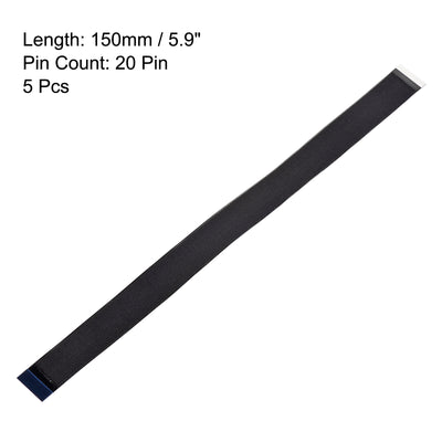 Harfington Uxcell FPV  FFC Cable 20 Pin 0.5mm Pitch 15cm Length B Type Flat Ribbon Cable 5pcs