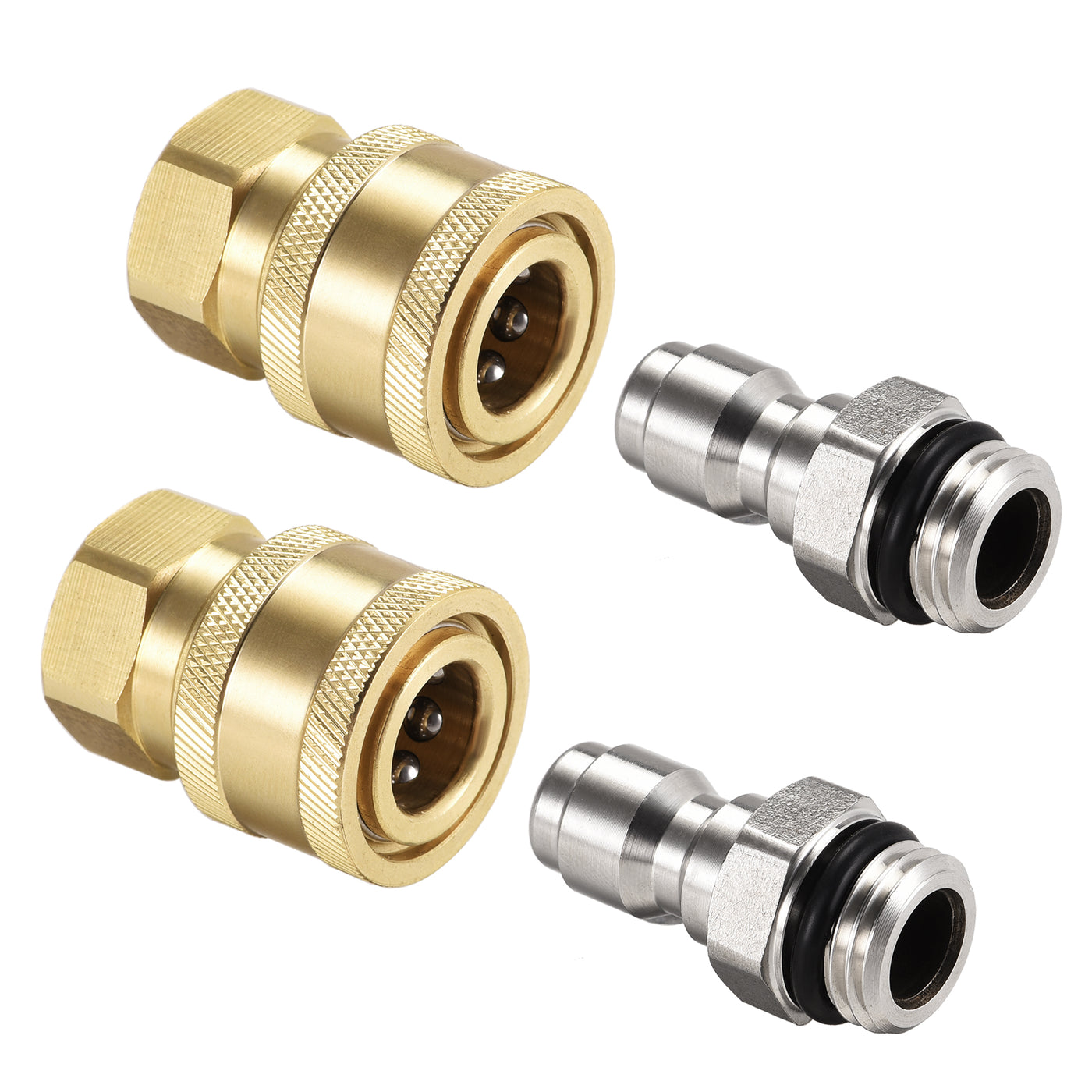 uxcell Uxcell Brass Quick Connect Set Stainless Steel M14x1.5 Male & M13x1 Female Thread 2 Set