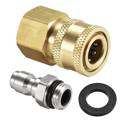 Harfington Uxcell Brass Quick Connect Set Stainless Steel M14x1.5 Male & M22x1.5 Female Thread
