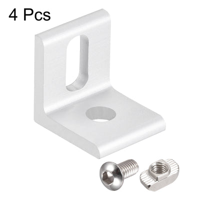 Harfington Uxcell Inside Corner Brace Angle Bracket Fastener L Shape 20mmx20mmx18mm with Screws and Nut for 2020 Series Aluminum Extrusion Profile , 4pcs