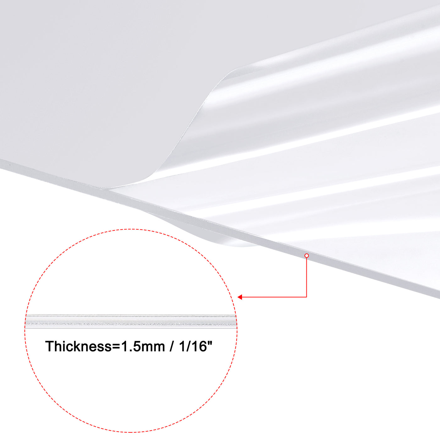 uxcell Uxcell 1pcs Acrylic Sheet,Clear,1/16" Thick,304.8 x 457.2mm,Plastic Board
