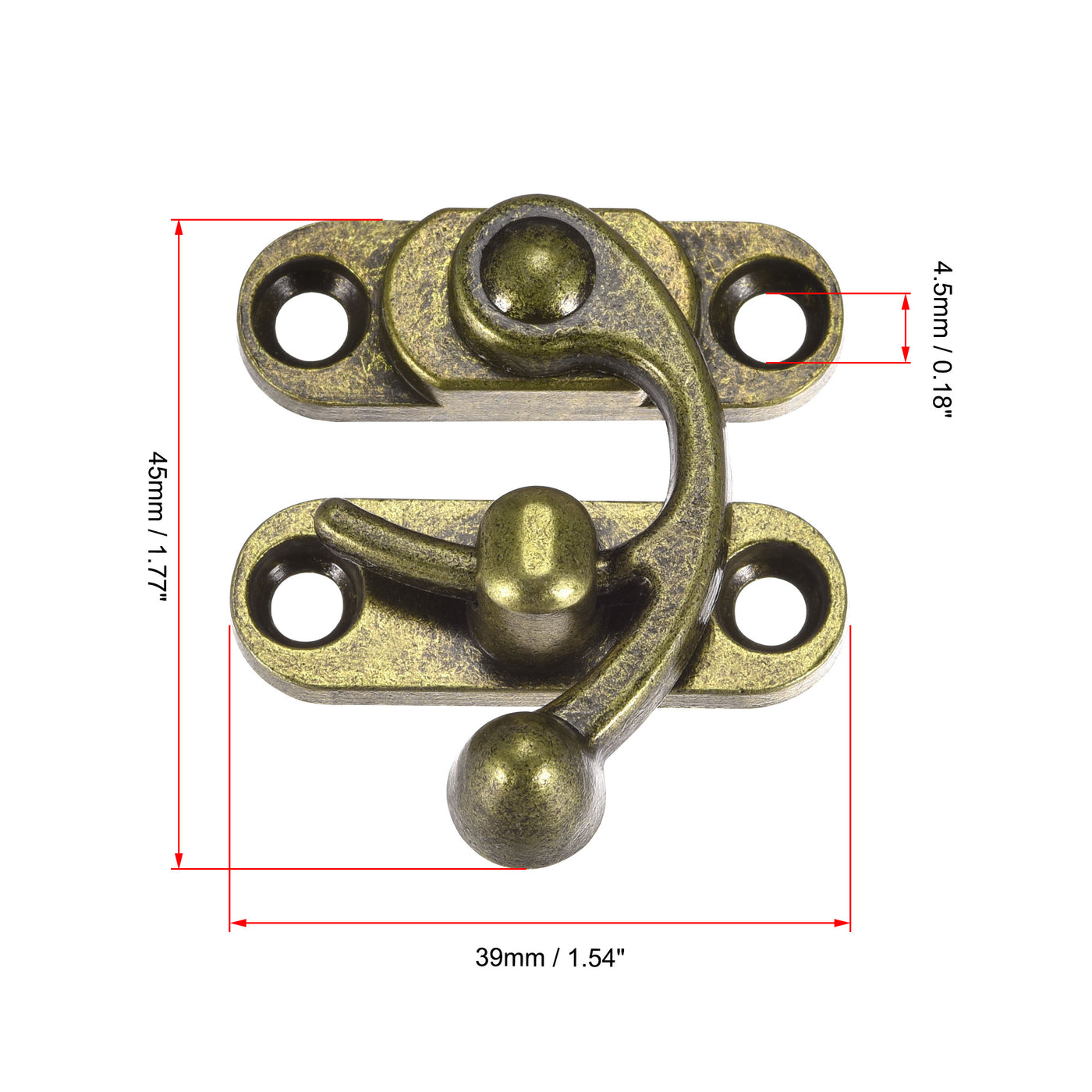 uxcell Uxcell Antique Vintage Lock Clasp Right Latch Hook Hasp 45mmx39mm Swing Arm Latch Bronze Tone 4 Pcs