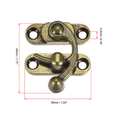 Harfington Uxcell Antique Vintage Lock Clasp Right Latch Hook Hasp 45mmx39mm Swing Arm Latch Bronze Tone 4 Pcs