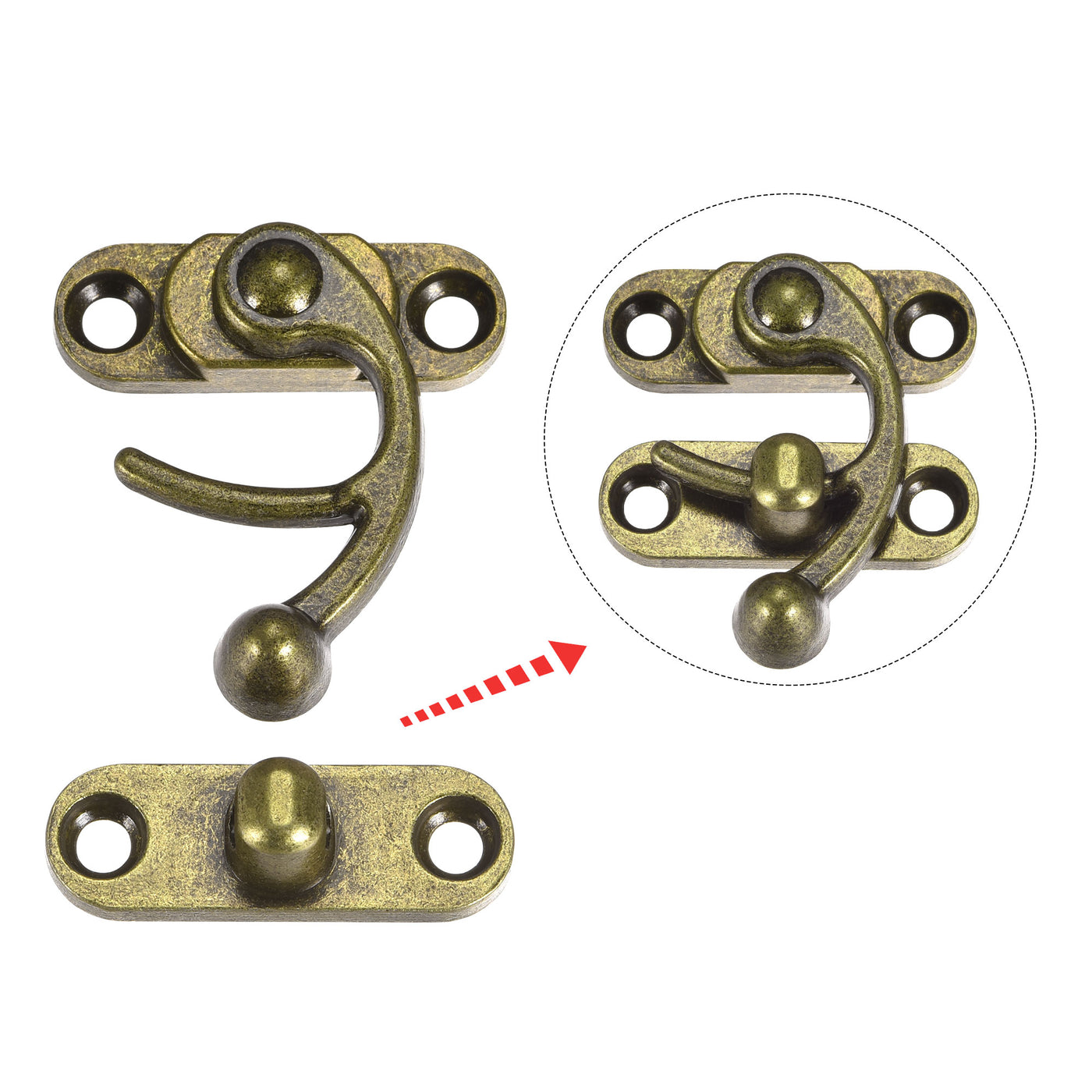 uxcell Uxcell Antique Vintage Lock Clasp Right Latch Hook Hasp 45mmx39mm Swing Arm Latch Bronze Tone 4 Pcs
