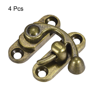 Harfington Uxcell Antique Vintage Lock Clasp Right Latch Hook Hasp 45mmx39mm Swing Arm Latch Bronze Tone 4 Pcs