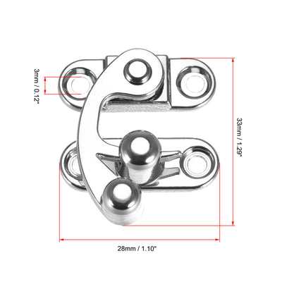 Harfington Uxcell Antique Vintage Lock Clasp Left Latch Hook Hasp 33mmx28mm Swing Arm Latch Silver Tone 5 Pcs