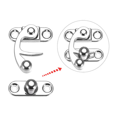 Harfington Uxcell Antique Vintage Lock Clasp Left Latch Hook Hasp 33mmx28mm Swing Arm Latch Silver Tone 5 Pcs