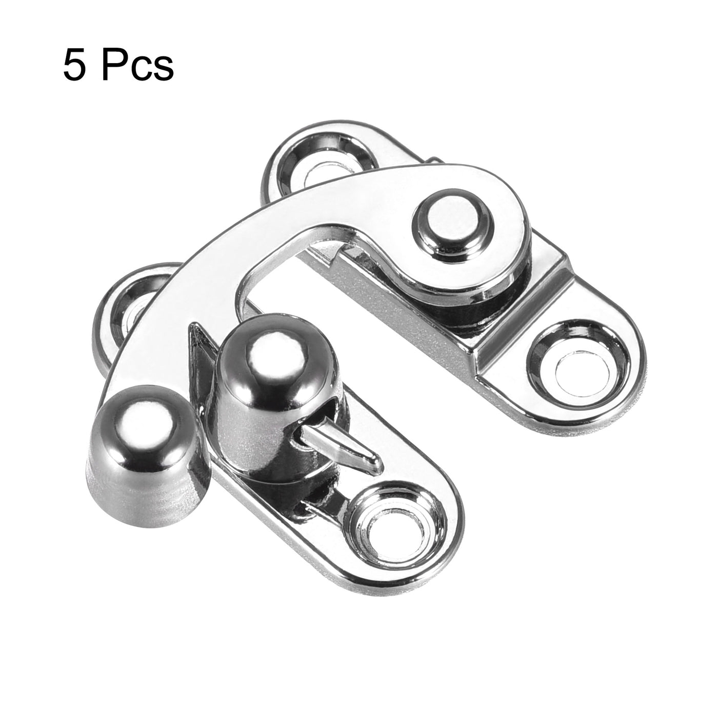 uxcell Uxcell Antique Vintage Lock Clasp Left Latch Hook Hasp 33mmx28mm Swing Arm Latch Silver Tone 5 Pcs