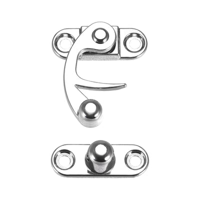 Harfington Uxcell Antique Vintage Lock Clasp Left Latch Hook Hasp 33mmx28mm Swing Arm Latch Silver Tone 5 Pcs