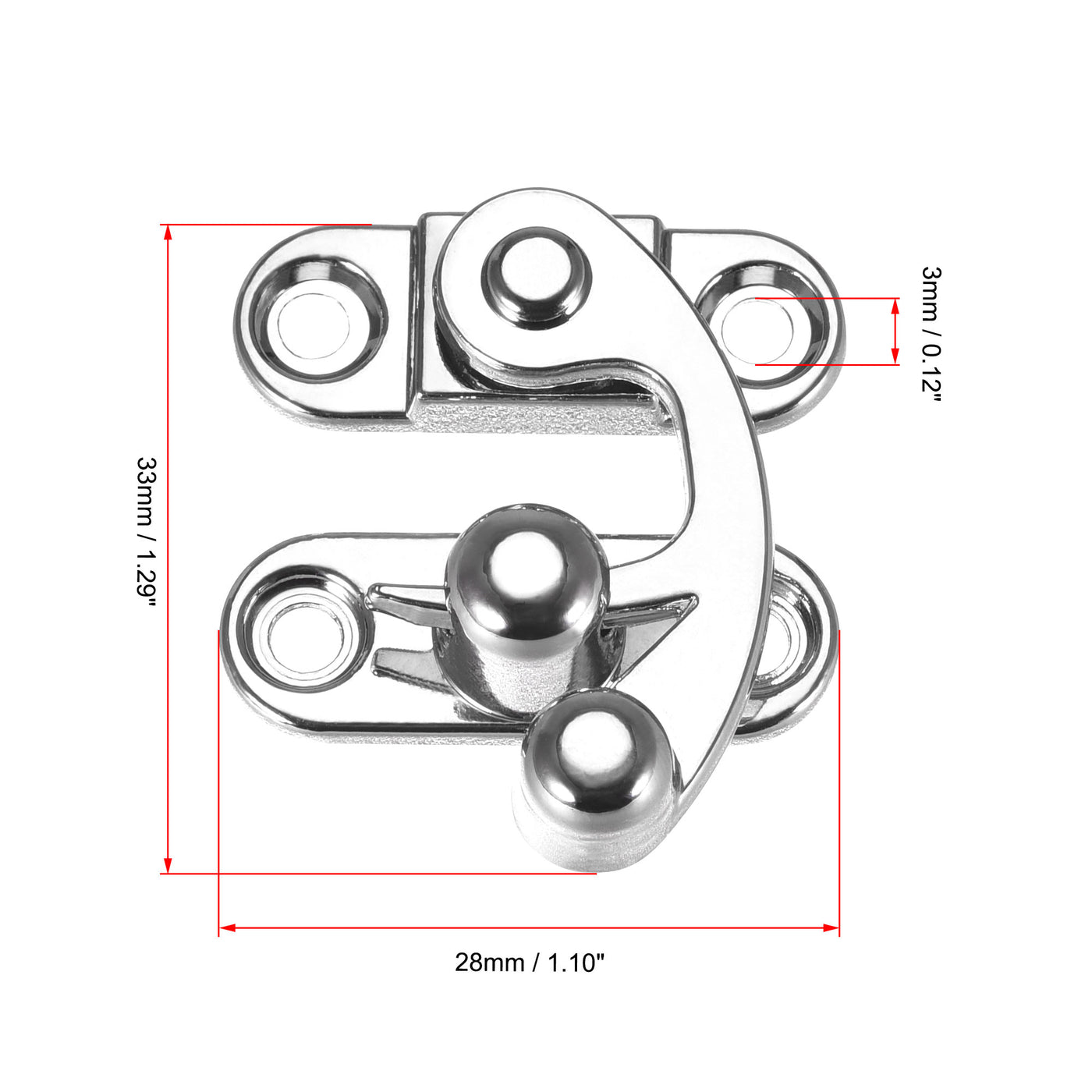 uxcell Uxcell Antique Vintage Lock Clasp Right Latch Hook Hasp 33mmx28mm Swing Arm Latch Silver Tone 2 Pcs