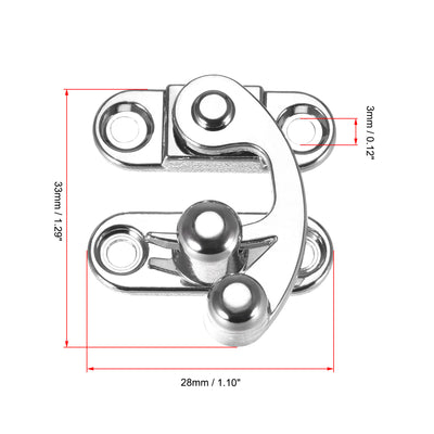 Harfington Uxcell Antique Vintage Lock Clasp Right Latch Hook Hasp 33mmx28mm Swing Arm Latch Silver Tone 2 Pcs