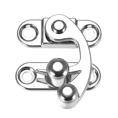 uxcell Uxcell Antique Vintage Lock Clasp Right Latch Hook Hasp 33mmx28mm Swing Arm Latch Silver Tone 2 Pcs