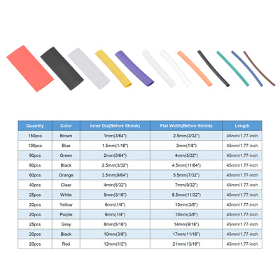 Harfington Uxcell 650pcs 3:1 Adhesive Heat Shrink Tubing Kit, Heat Shrink Tubes Wire Wrap 11 Sizes