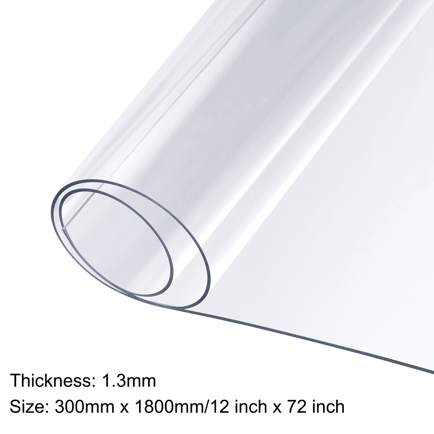 uxcell Uxcell 1.3mm Thick 12 inch x 72 inch Clear PVC Sheet 300mm x 1800mm Table Cover