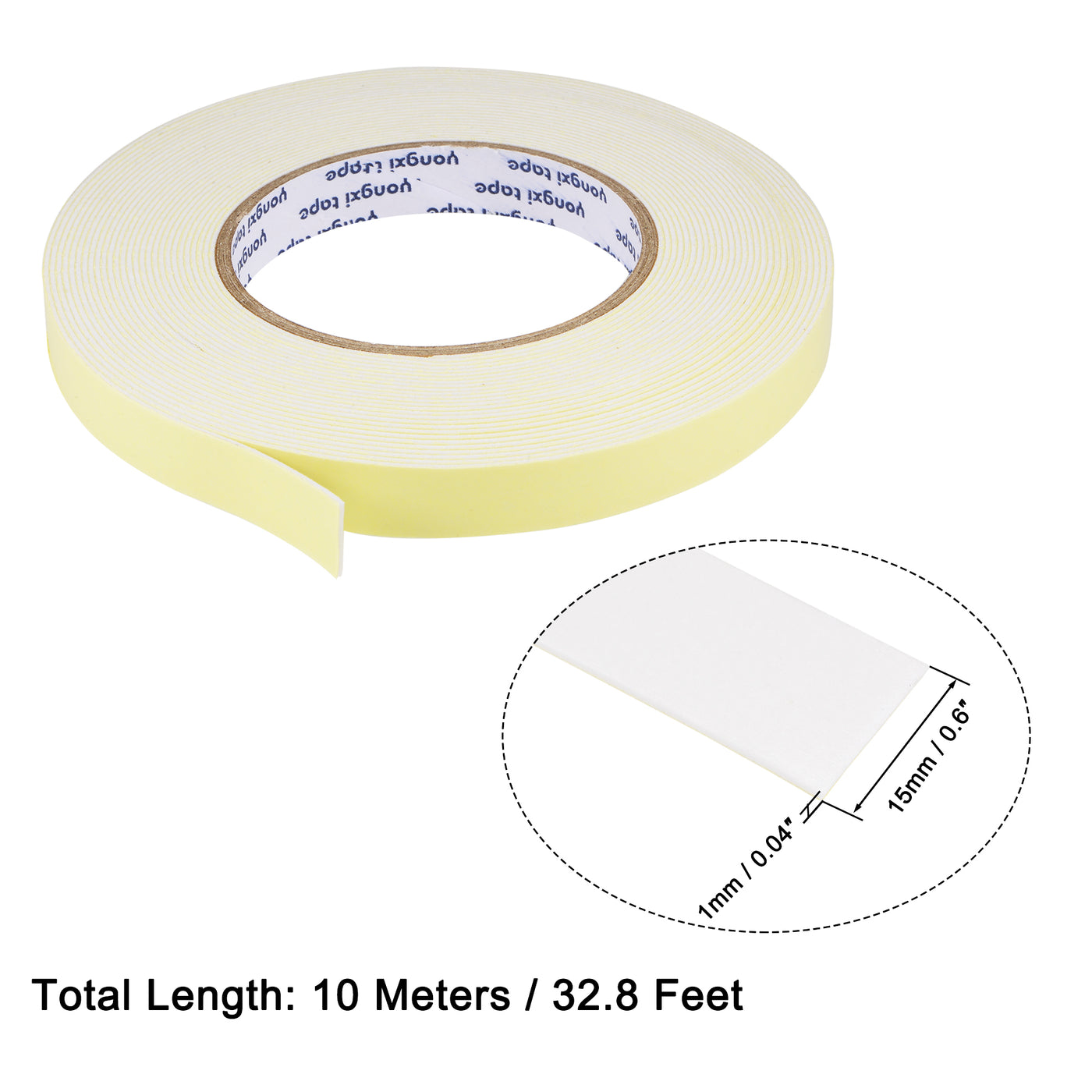 uxcell Uxcell Sealing Foam Tape 15mmx1mmx10m EVA Self Adhesive Window Doors Weather Strip