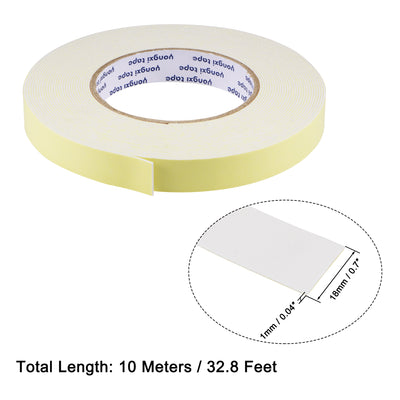 Harfington Uxcell Sealing Foam Tape 18mmx1mmx10m EVA Self Adhesive Window Doors Weather Strip