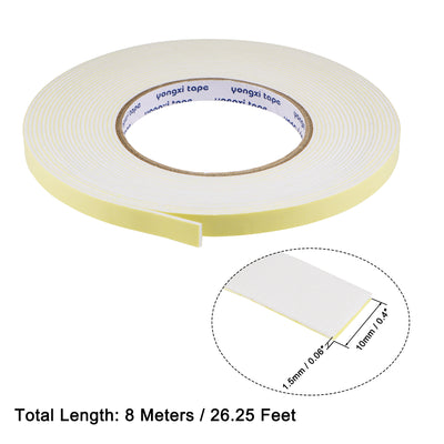 Harfington Uxcell Sealing Foam Tape 10mmx1.5mmx8m EVA Self Adhesive Window Doors Weather Strip