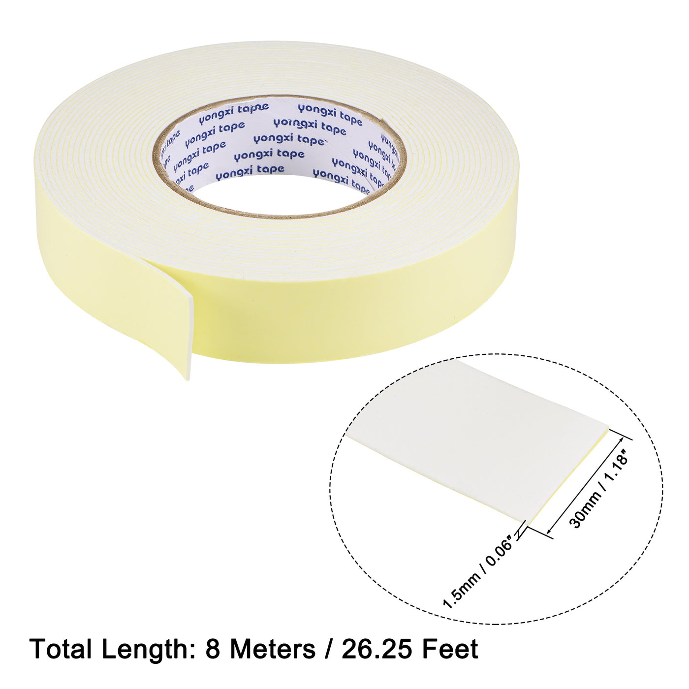 uxcell Uxcell Sealing Foam Tape 30mmx1.5mmx8m EVA Self Adhesive Window Doors Weather Strip