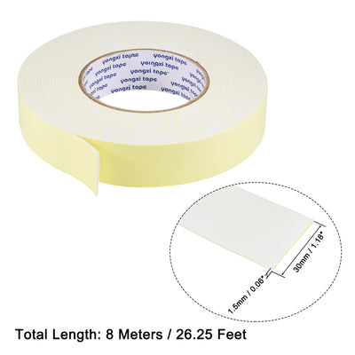 Harfington Uxcell Sealing Foam Tape 30mmx1.5mmx8m EVA Self Adhesive Window Doors Weather Strip