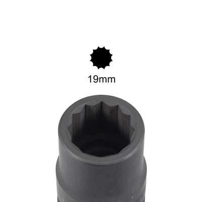 Harfington Square Drive 12-Point Impact Socket, CR-MO Steel, Standard Metric