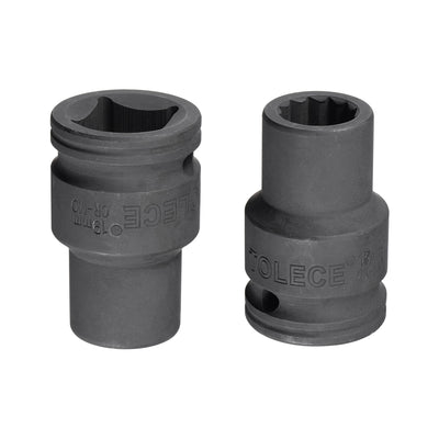 Harfington Square Drive 12-Point Impact Socket, CR-MO Steel, Standard Metric