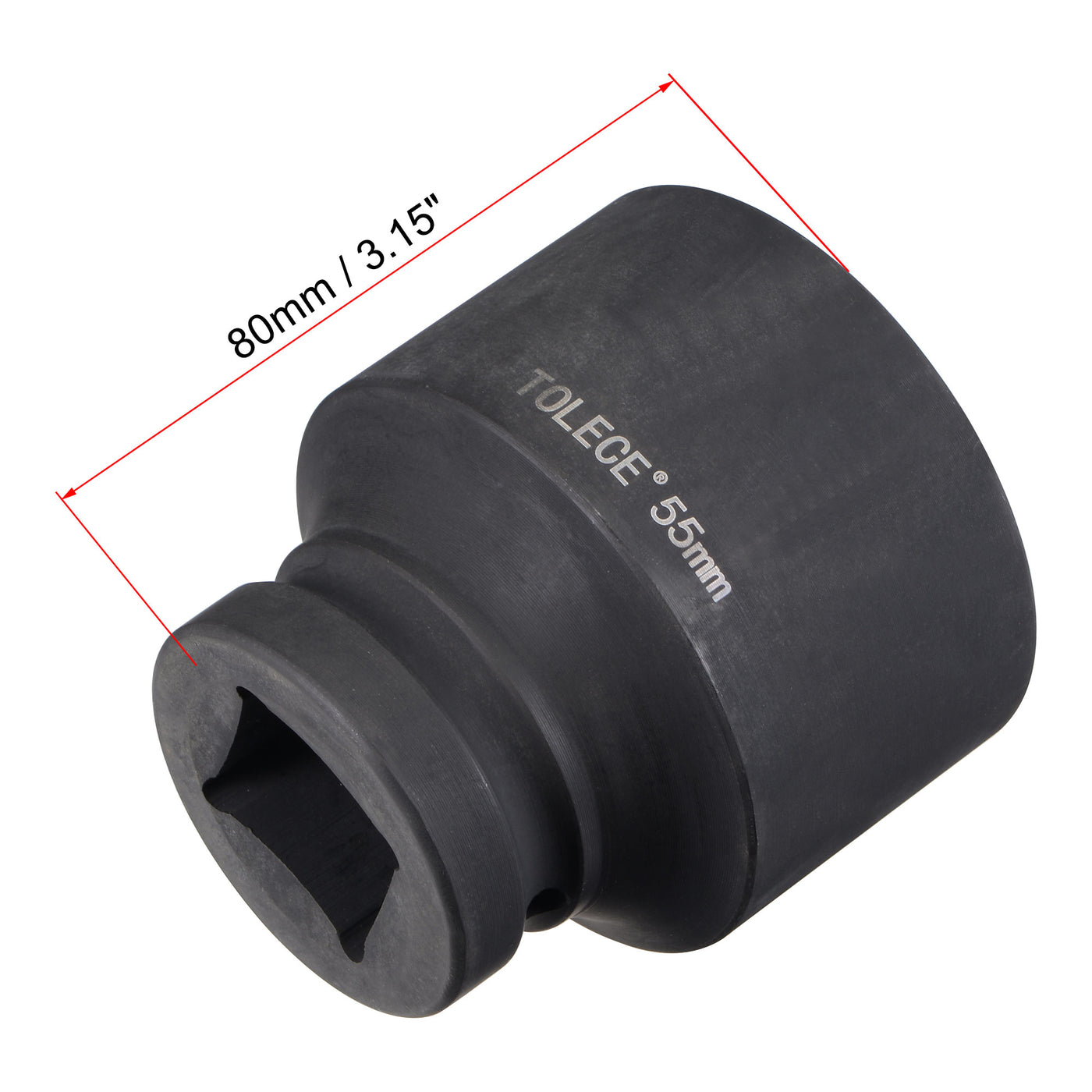 uxcell Uxcell 1-Inch Drive 55mm 12-Point Impact Socket, CR-MO Steel 80mm Length, Standard Metric Sizes