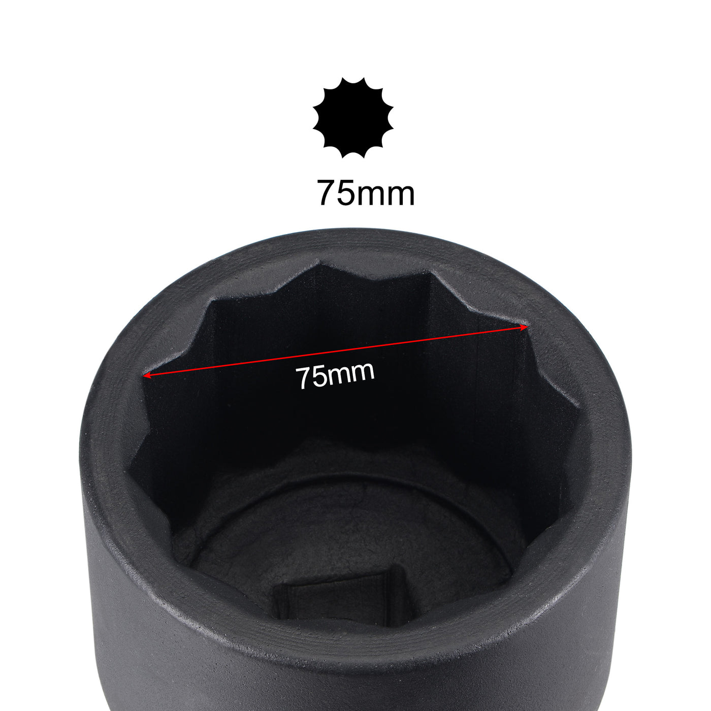 uxcell Uxcell 1-Inch Drive 75mm 12-Point Impact Socket, CR-MO Steel 100mm Length, Standard Metric Sizes