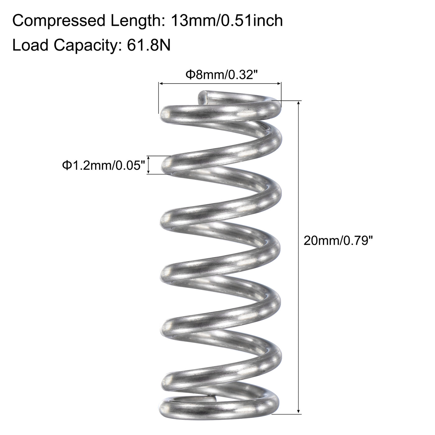 uxcell Uxcell 304 Stainless Steel Round Compression Spring