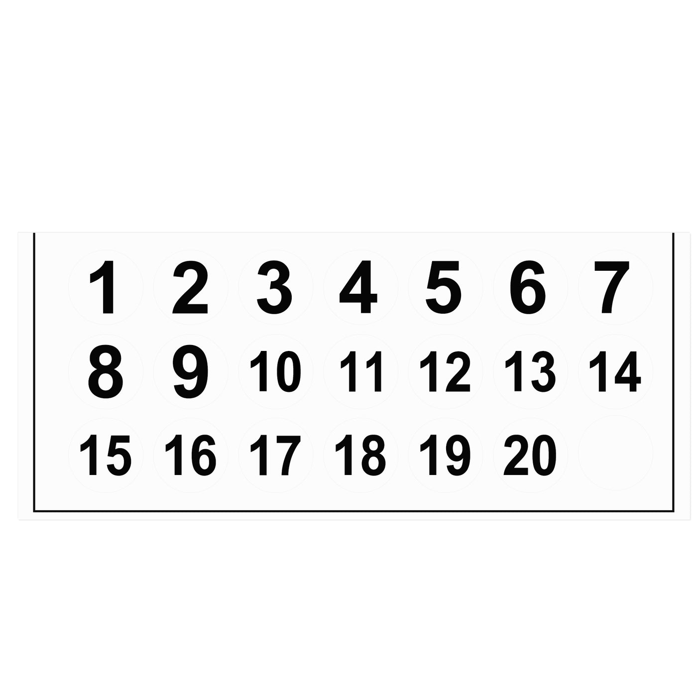uxcell Uxcell Round Number Stickers, 38mm Dia Number 1-20 Self Adhesive PVC Label Waterproof Black Word(White Background)