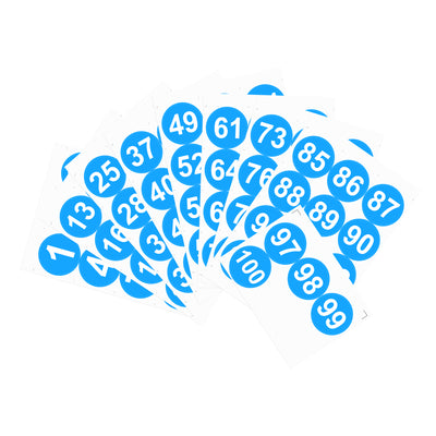 uxcell Uxcell Round Number Stickers, 100mm Dia Number 1-100 Self Adhesive PVC Label Waterproof White Word(Blue Background)